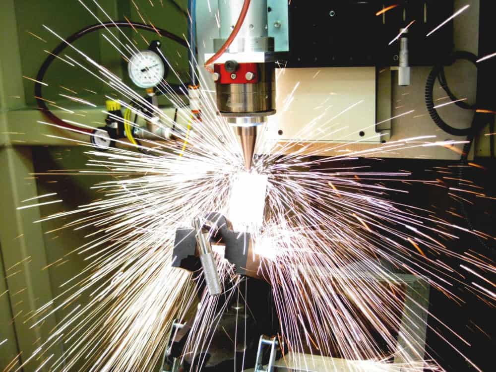 a laser welder in action